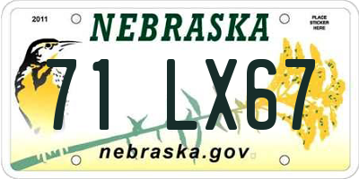 NE license plate 71LX67