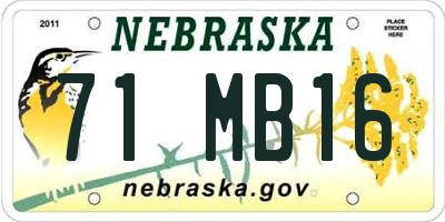 NE license plate 71MB16