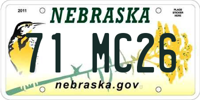 NE license plate 71MC26