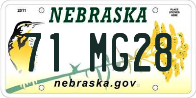 NE license plate 71MG28