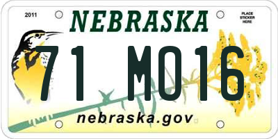 NE license plate 71MO16