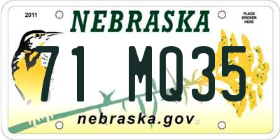 NE license plate 71MQ35