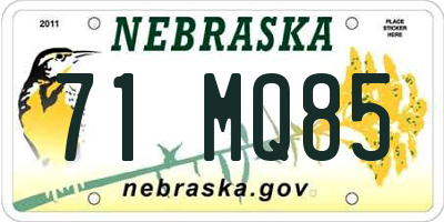 NE license plate 71MQ85