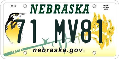 NE license plate 71MV81