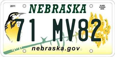 NE license plate 71MV82