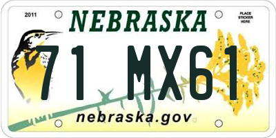 NE license plate 71MX61