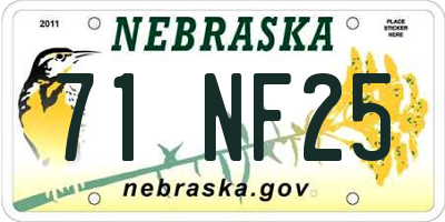 NE license plate 71NF25