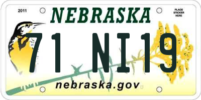 NE license plate 71NI19
