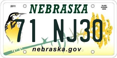 NE license plate 71NJ30