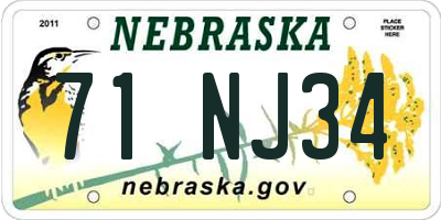 NE license plate 71NJ34