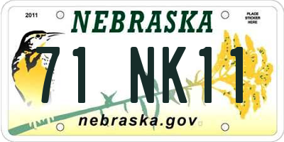 NE license plate 71NK11