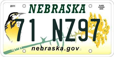 NE license plate 71NZ97