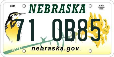 NE license plate 71OB85