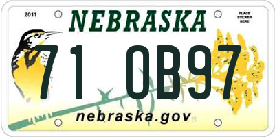 NE license plate 71OB97