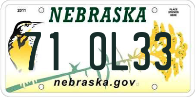 NE license plate 71OL33
