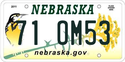 NE license plate 71OM53