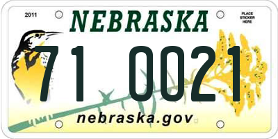 NE license plate 71OO21