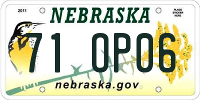 NE license plate 71OP06