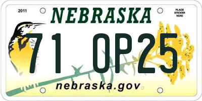 NE license plate 71OP25