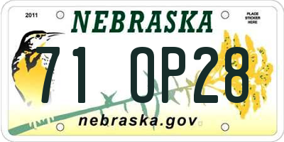 NE license plate 71OP28