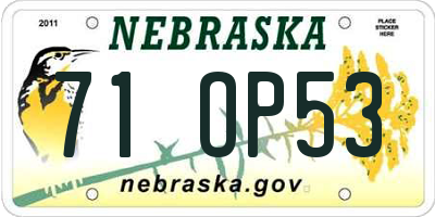 NE license plate 71OP53