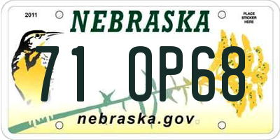 NE license plate 71OP68