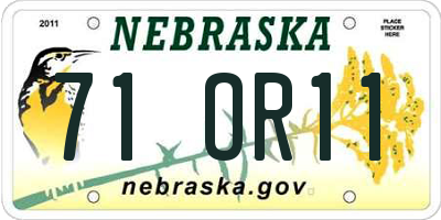 NE license plate 71OR11
