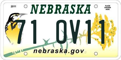NE license plate 71OV11