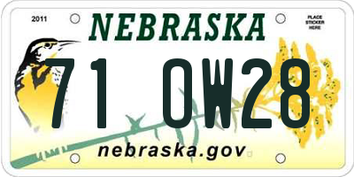 NE license plate 71OW28