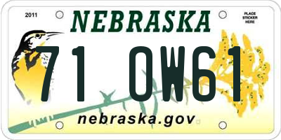 NE license plate 71OW61