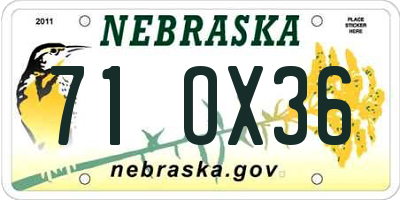 NE license plate 71OX36
