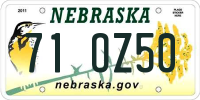 NE license plate 71OZ50
