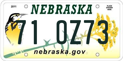 NE license plate 71OZ73