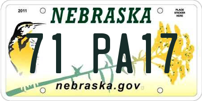 NE license plate 71PA17