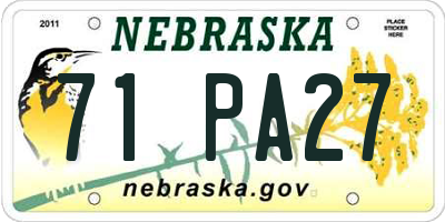 NE license plate 71PA27