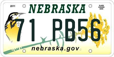 NE license plate 71PB56