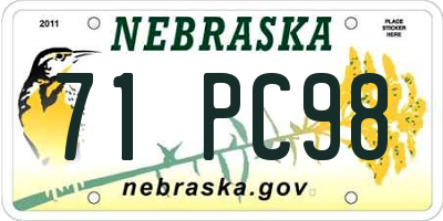 NE license plate 71PC98