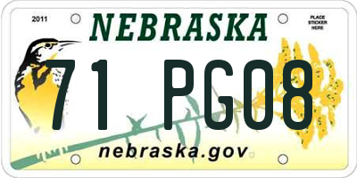 NE license plate 71PG08