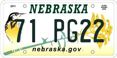 NE license plate 71PG22