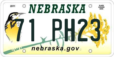 NE license plate 71PH23