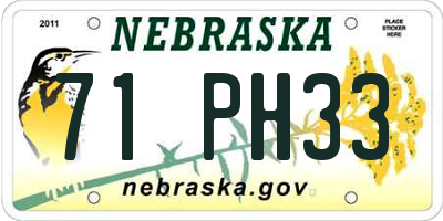 NE license plate 71PH33