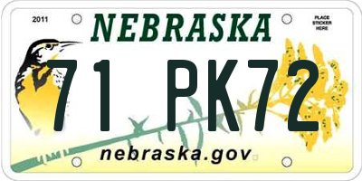 NE license plate 71PK72