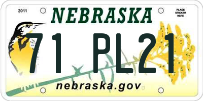 NE license plate 71PL21