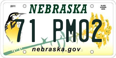 NE license plate 71PM02