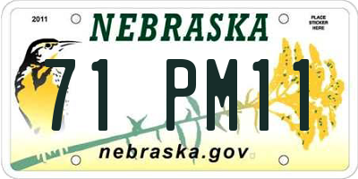 NE license plate 71PM11