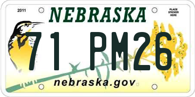 NE license plate 71PM26
