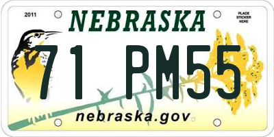 NE license plate 71PM55