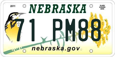 NE license plate 71PM88