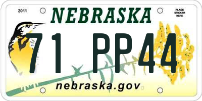 NE license plate 71PP44