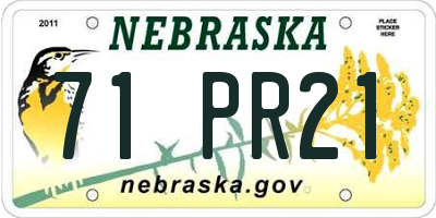 NE license plate 71PR21